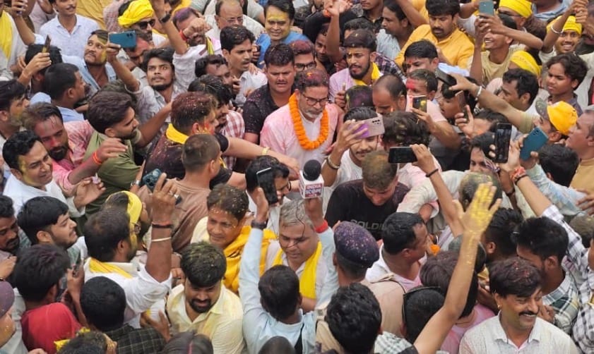 Prashant Kishor at the counting center of Bankipur assembly constituency.