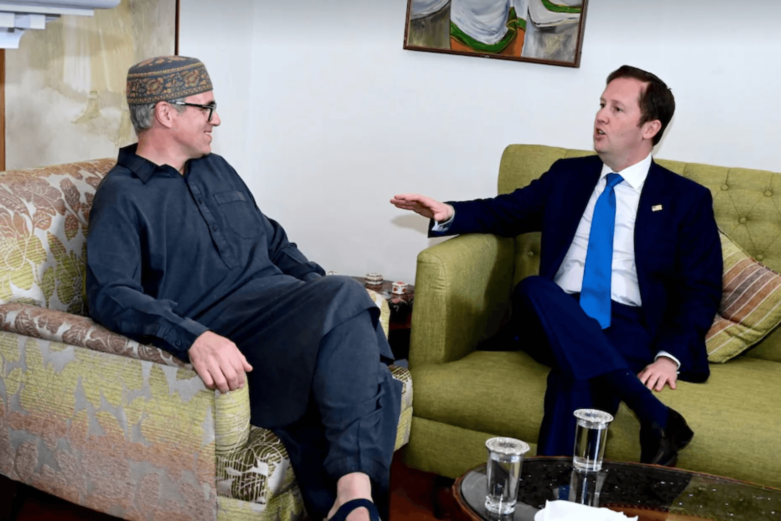 Chief Minister of Jammu and Kashmir, Omar Abdullah with the United States Ambassador to India Sergio Gor in Srinagar on 19 August 2026.