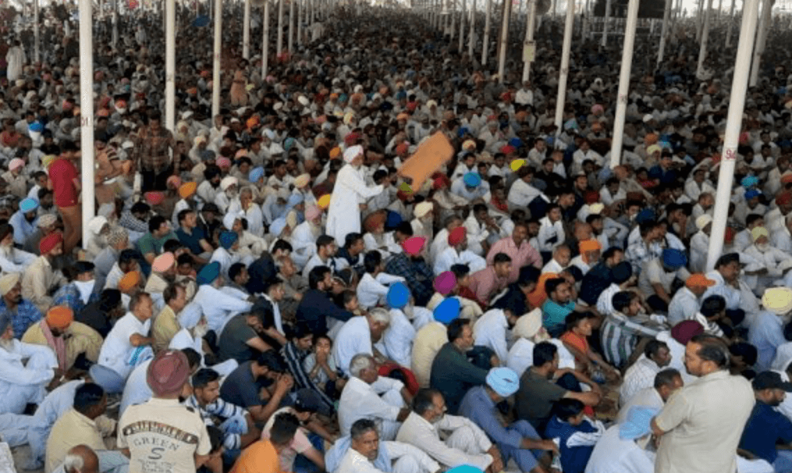 People father during 74th foundation month celebrations of Dera Sacha Sauda in Salabatpura Punjab.